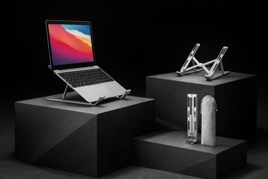 Ergonomic Aluminum Laptop Stand – Foldable & Portable